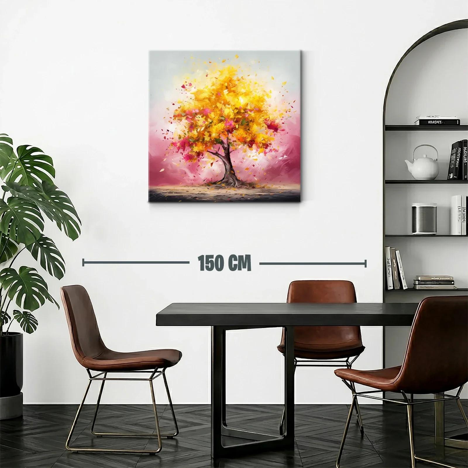 Árbol vibrante con hojas doradas y rosas en movimiento — miniatura 2