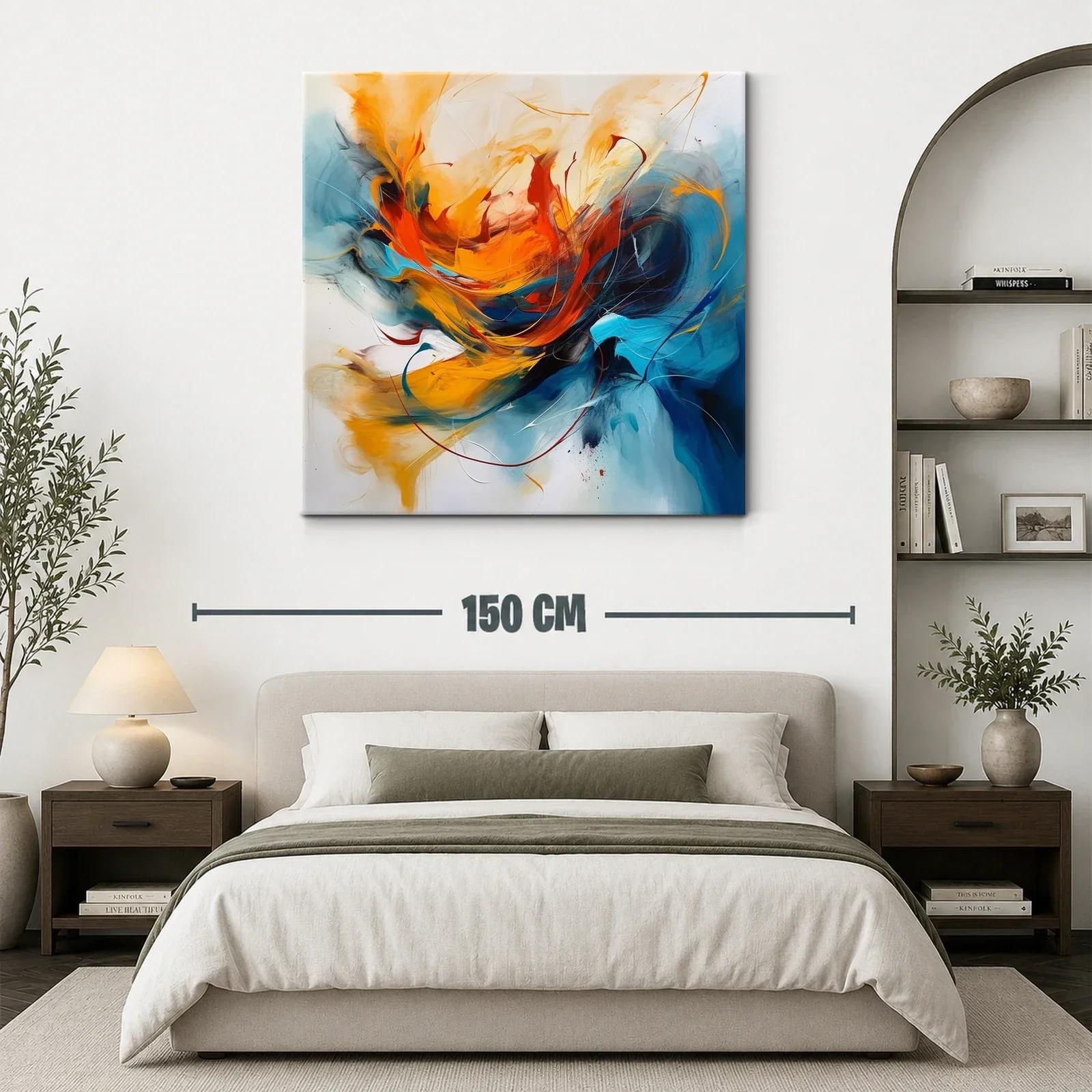 Cuadro abstracto con vibrantes tonos cálidos y fríos — miniatura 3