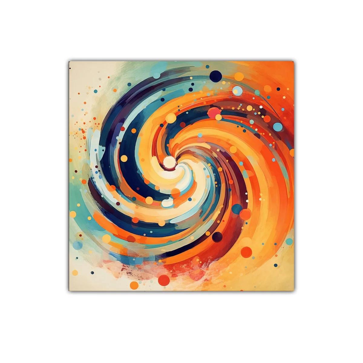 Cuadro abstracto espiral en tonos cálidos y fríos — imagen principal
