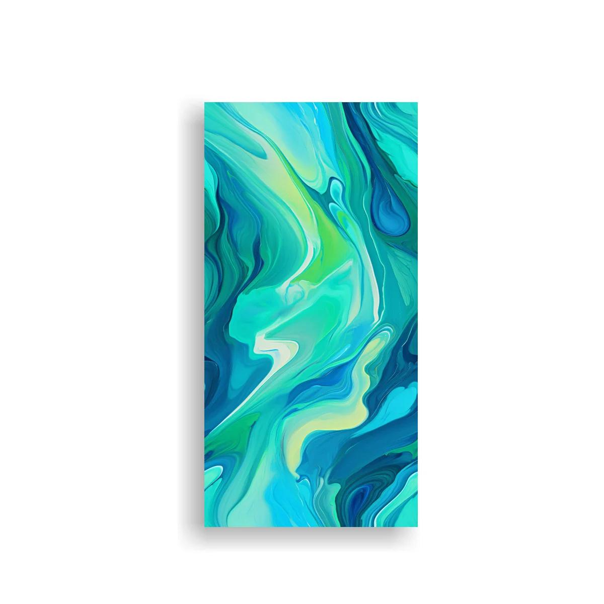 Cuadro remolino abstracto en tonos turquesa con vetas fluidas