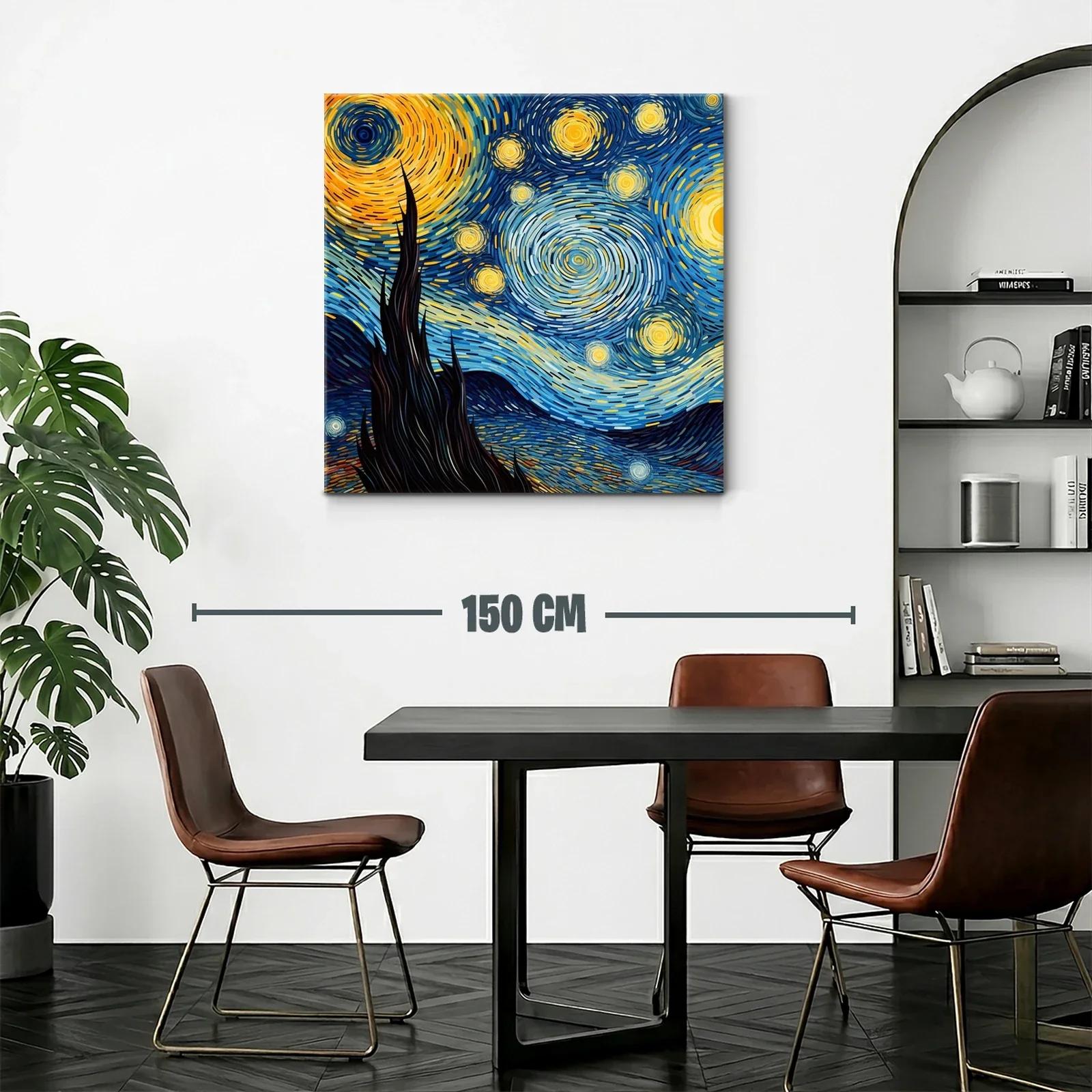 Cuadro nocturno con cielo estrellado en tonos vibrantes — miniatura 2