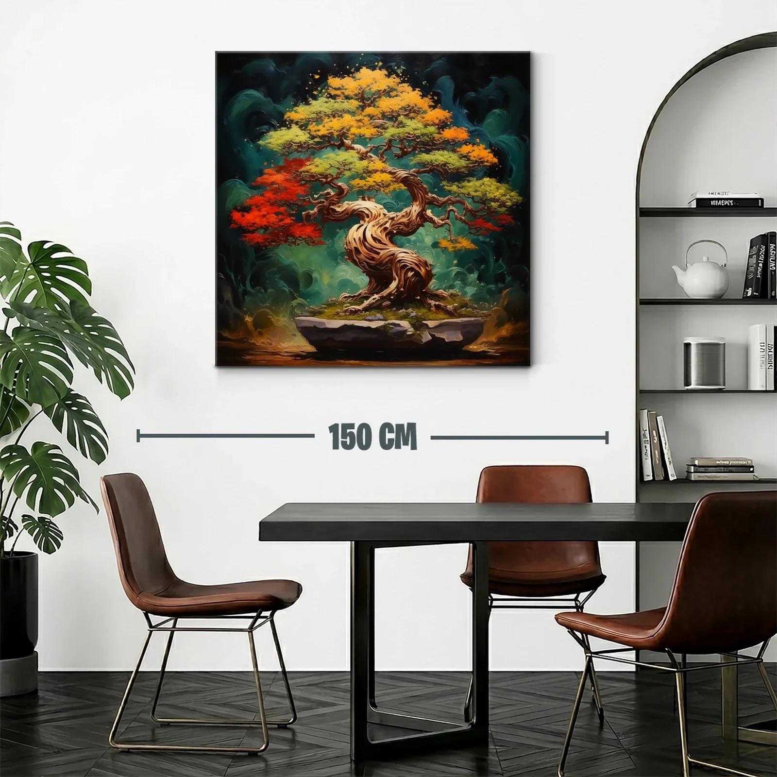 Árbol bonsái en vibrantes tonos otoñales y fondo místico — miniatura 2