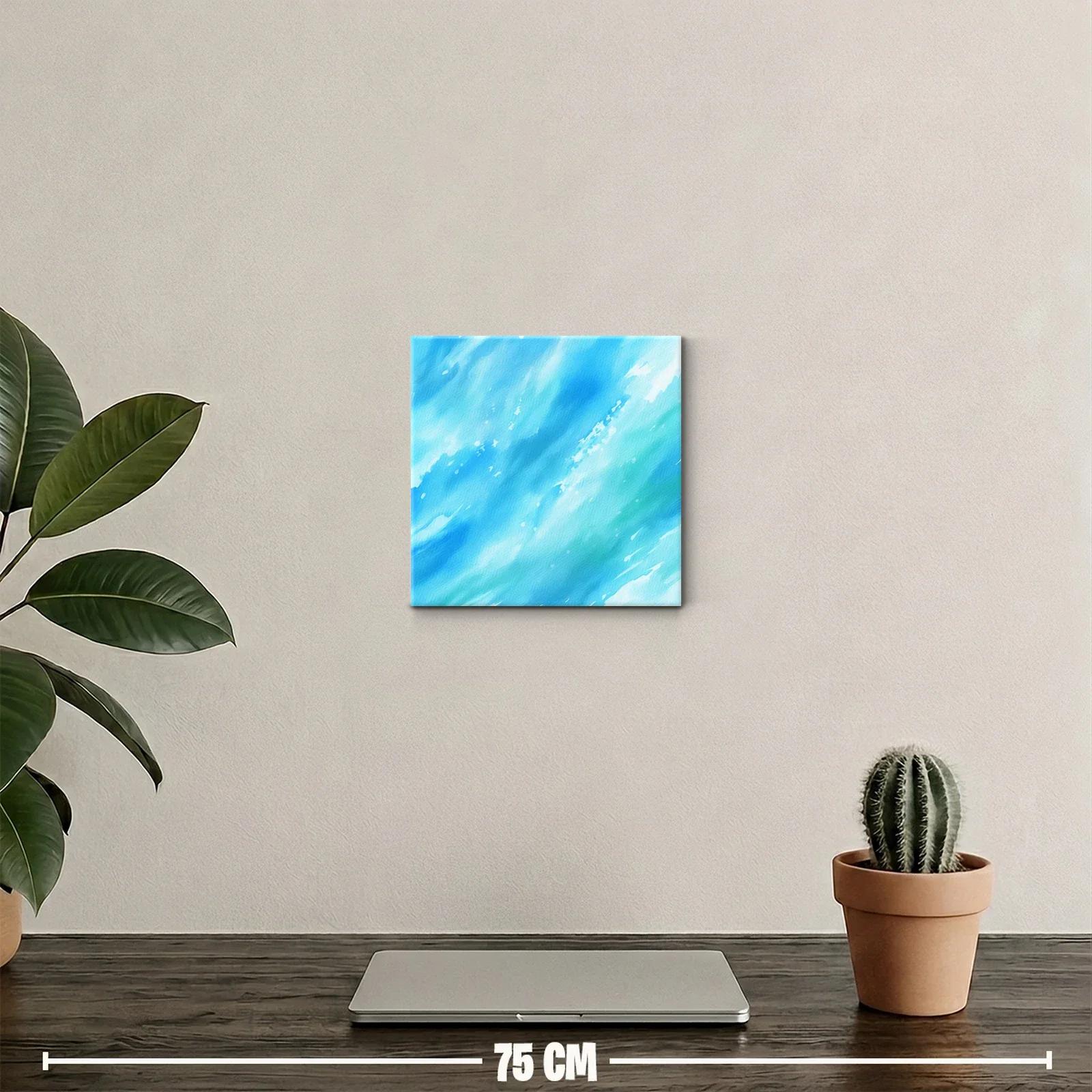 Cuadro decorativo en tonos azules con diseño abstracto fluido — miniatura 2