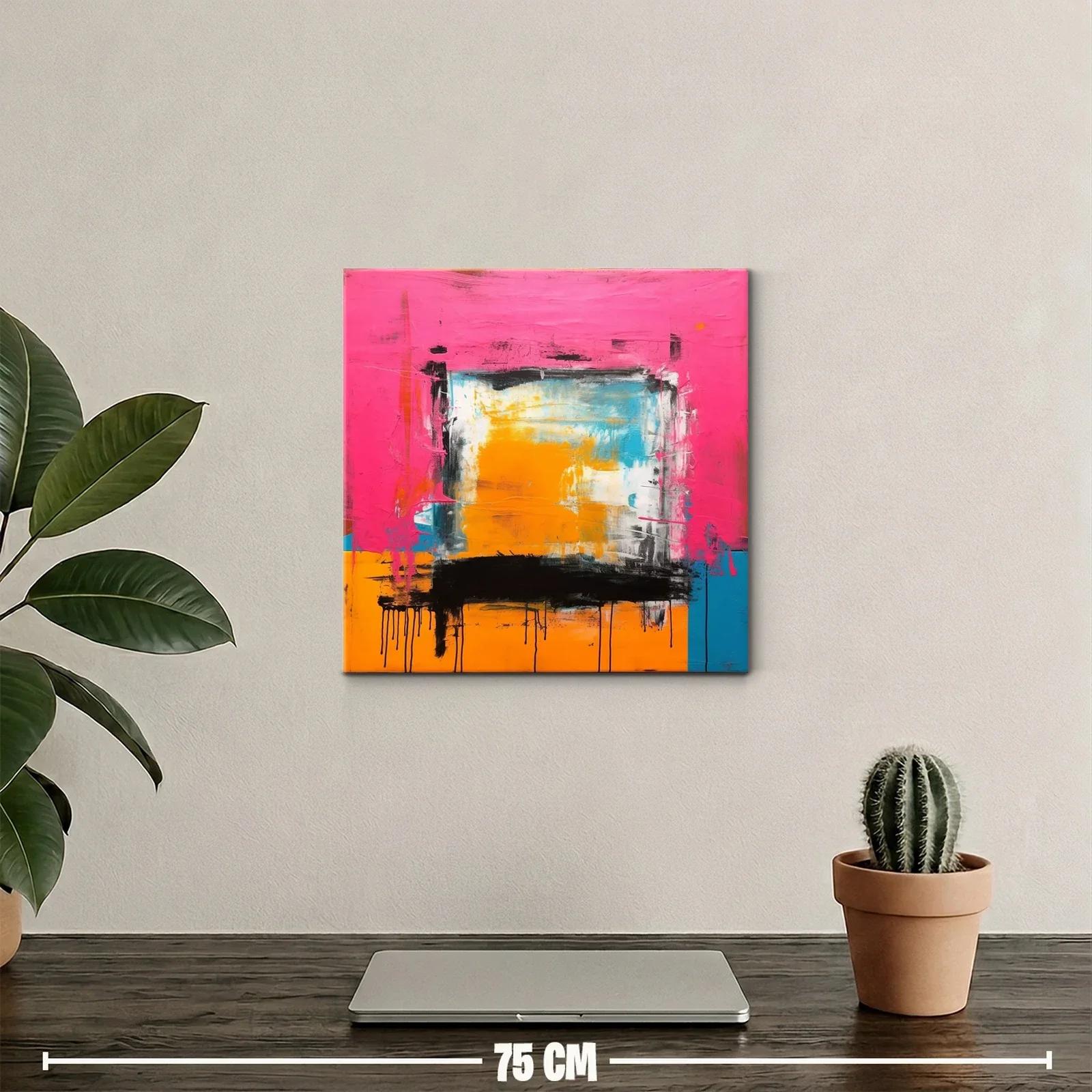 Cuadro abstracto con vibrantes tonos rosa y naranja — miniatura 2