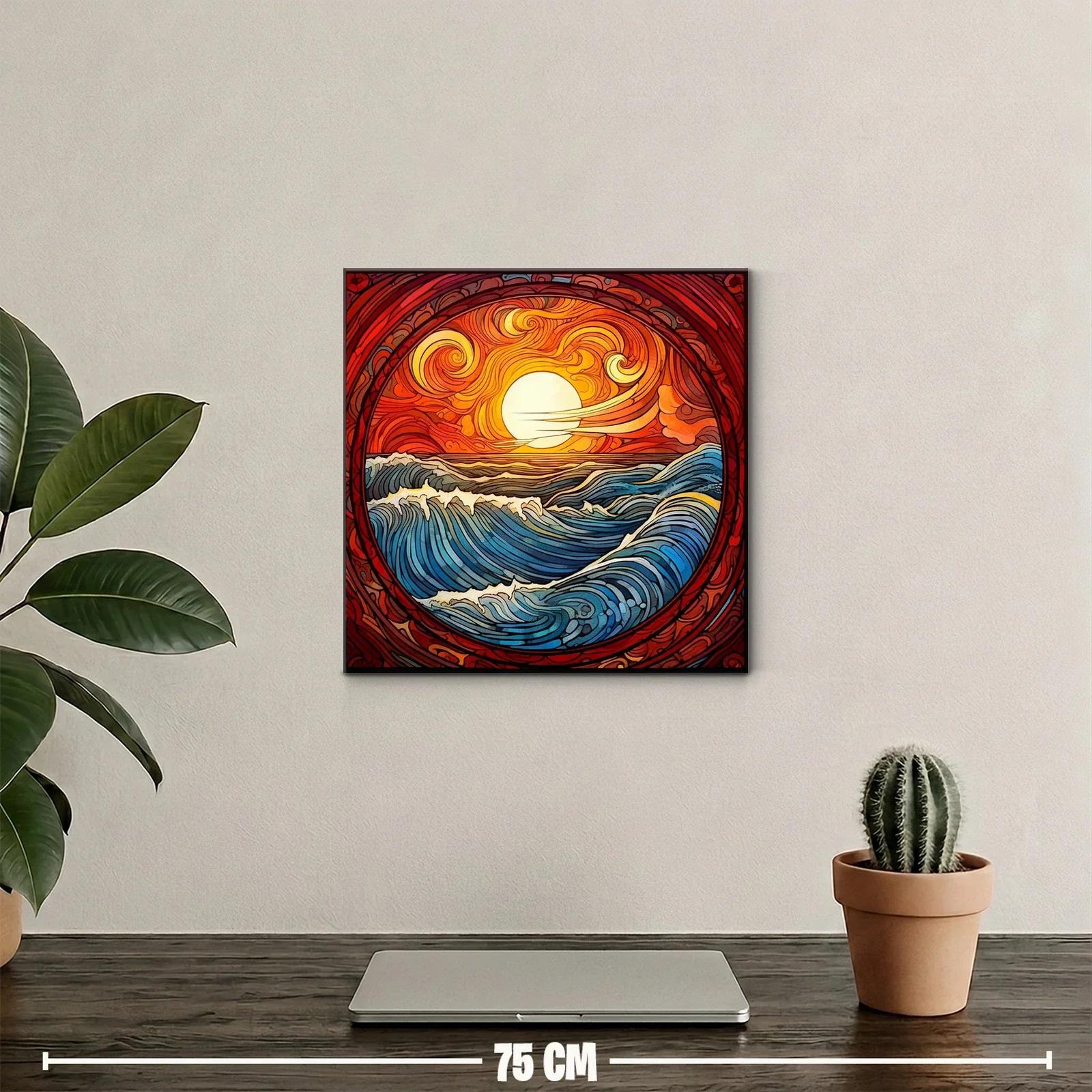 Paisaje vibrante de mar y sol en tonos cálidos y azules — miniatura 2