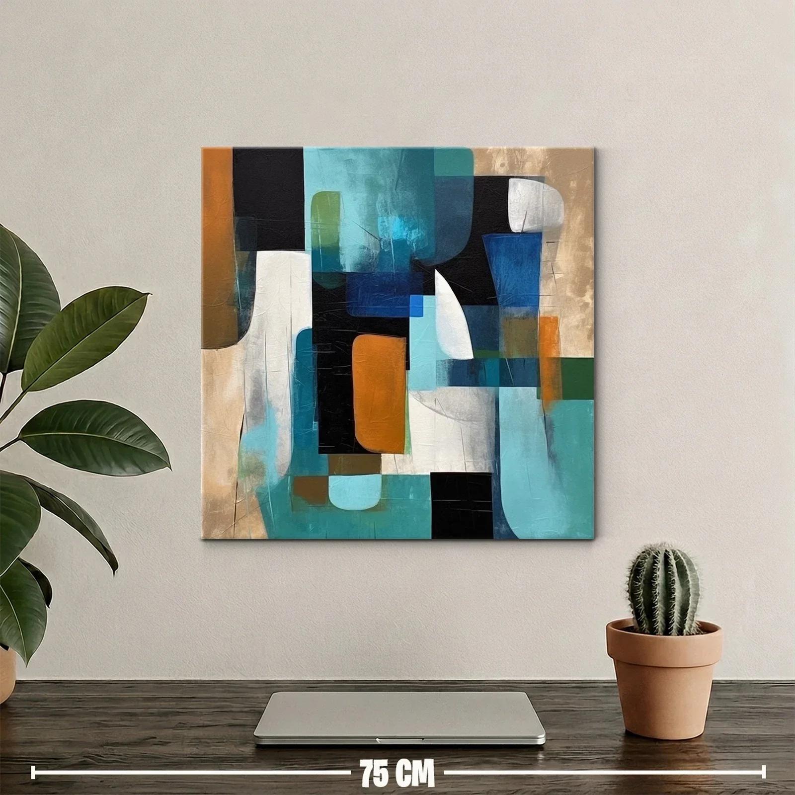 Cuadro abstracto con formas geométricas y tonos vibrantes — miniatura 2