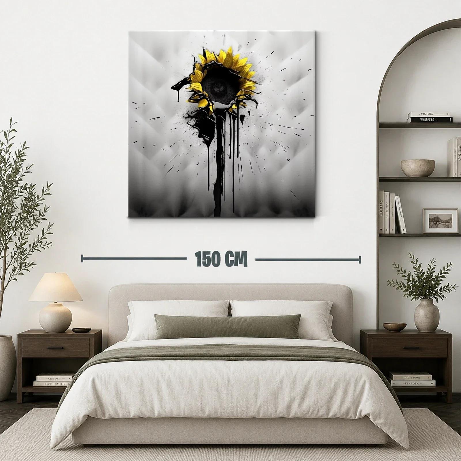 Girasol moderno con toque de tinta negra expresiva — miniatura 3