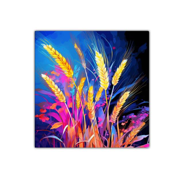Trigo dorado con vibrantes tonos azul y rosa para decorar