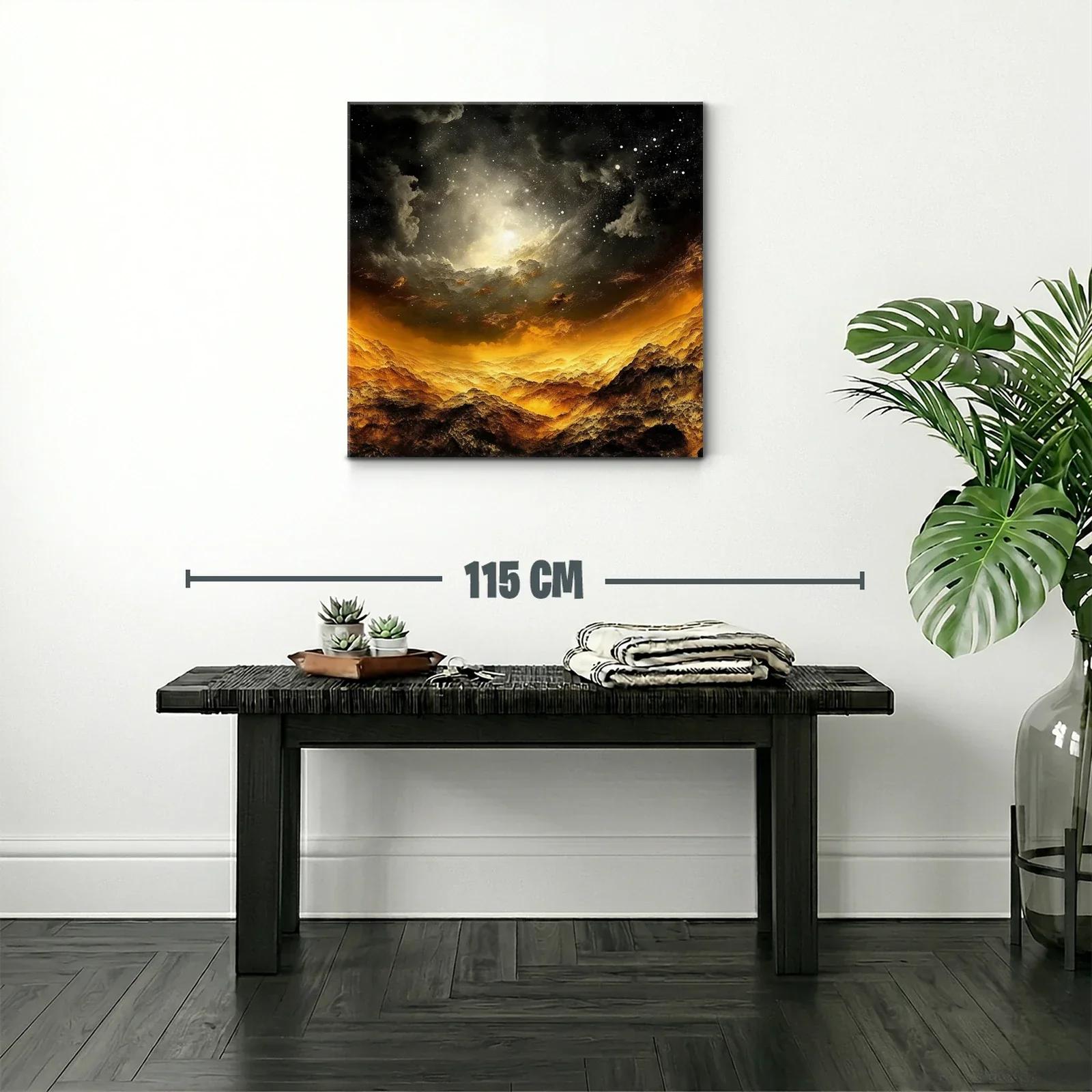 Paisaje cósmico con luces doradas y cielo estrellado — miniatura 2