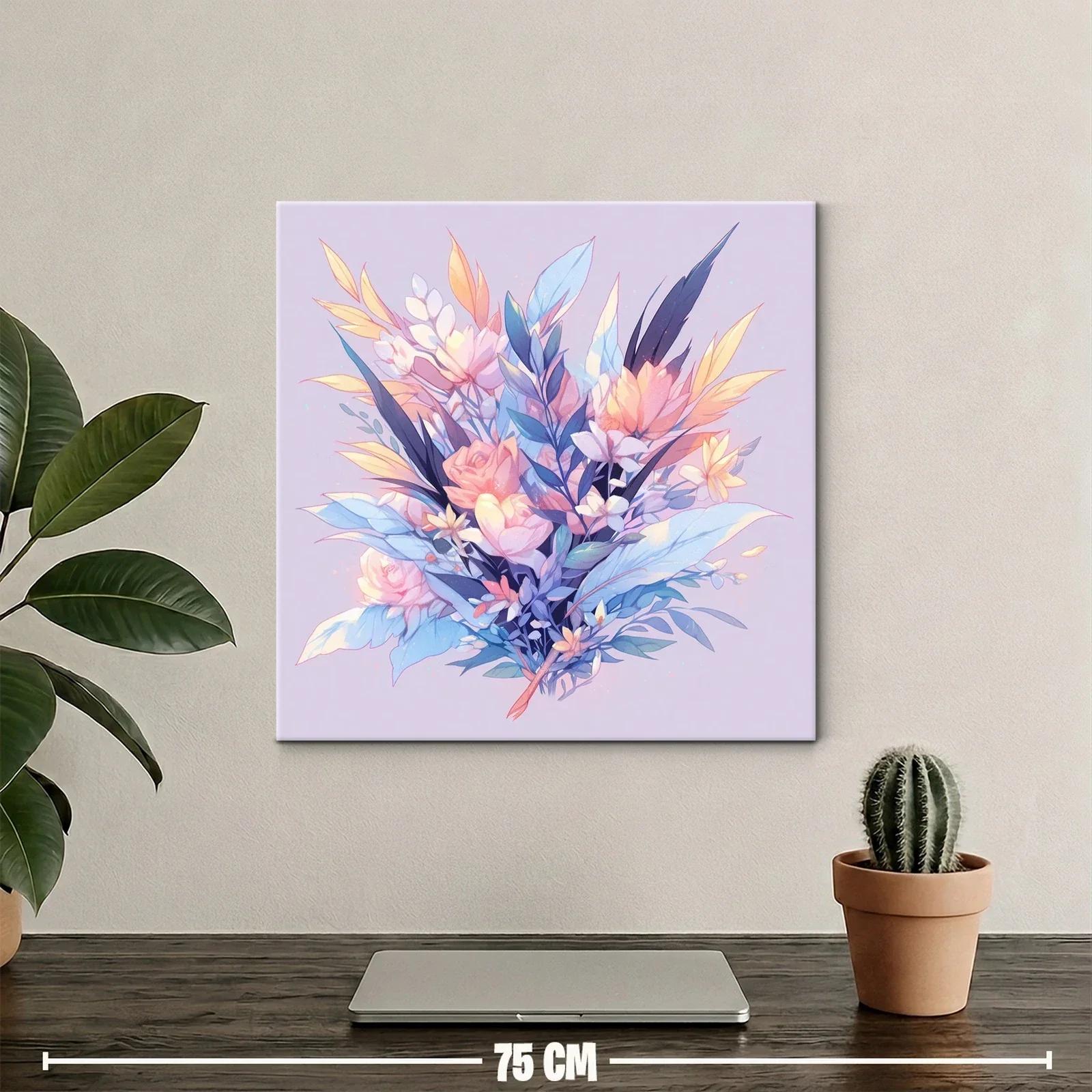 Cuadro floral en tonos pastel y azul suave — miniatura 2