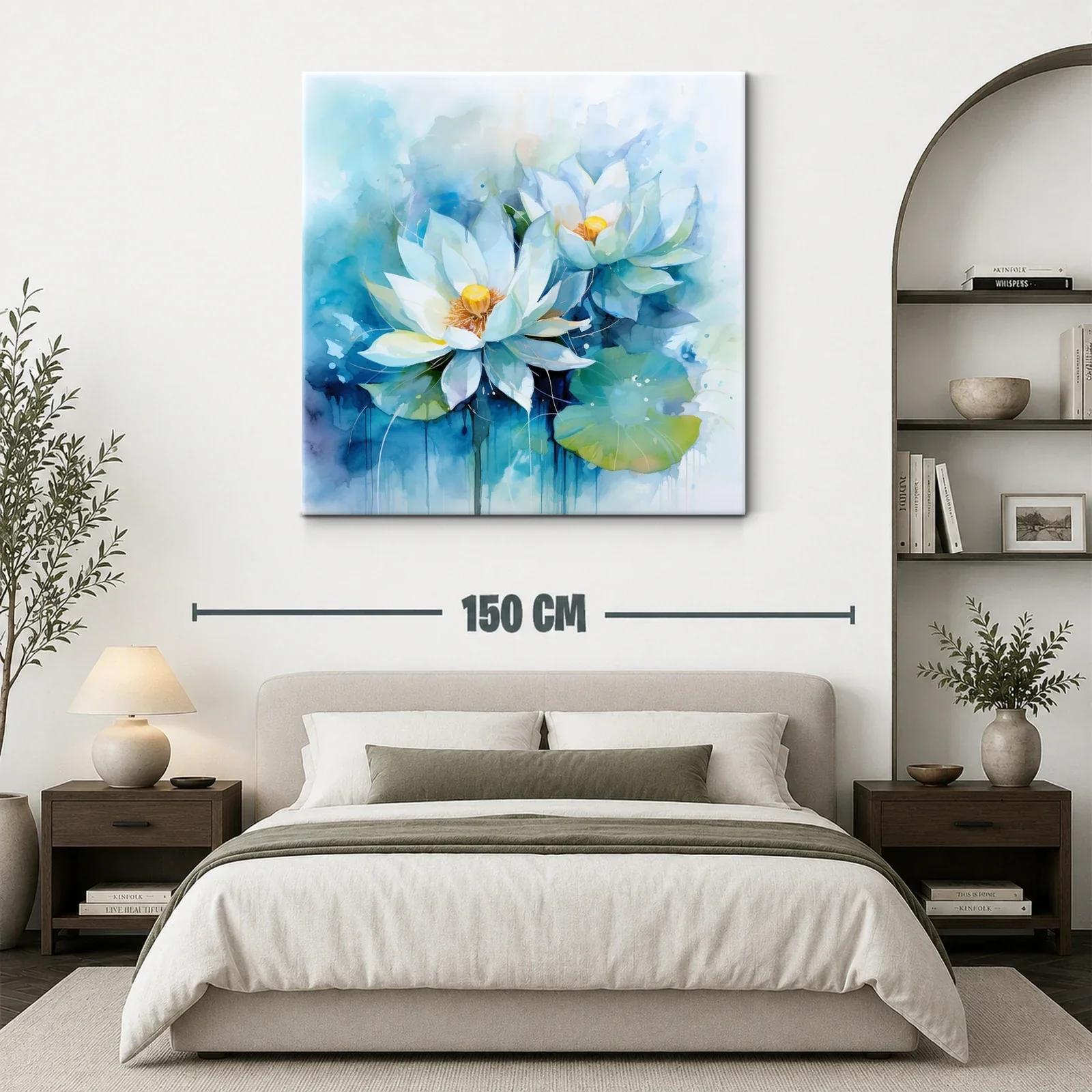 Serenidad en flores de loto blancas y tonos azules — miniatura 3