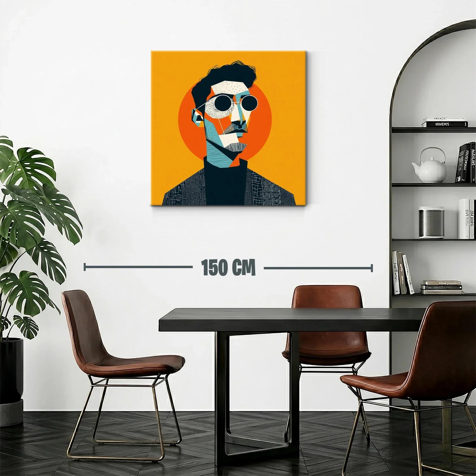 Retrato contemporáneo con toques geométricos y vibrantes — miniatura 2