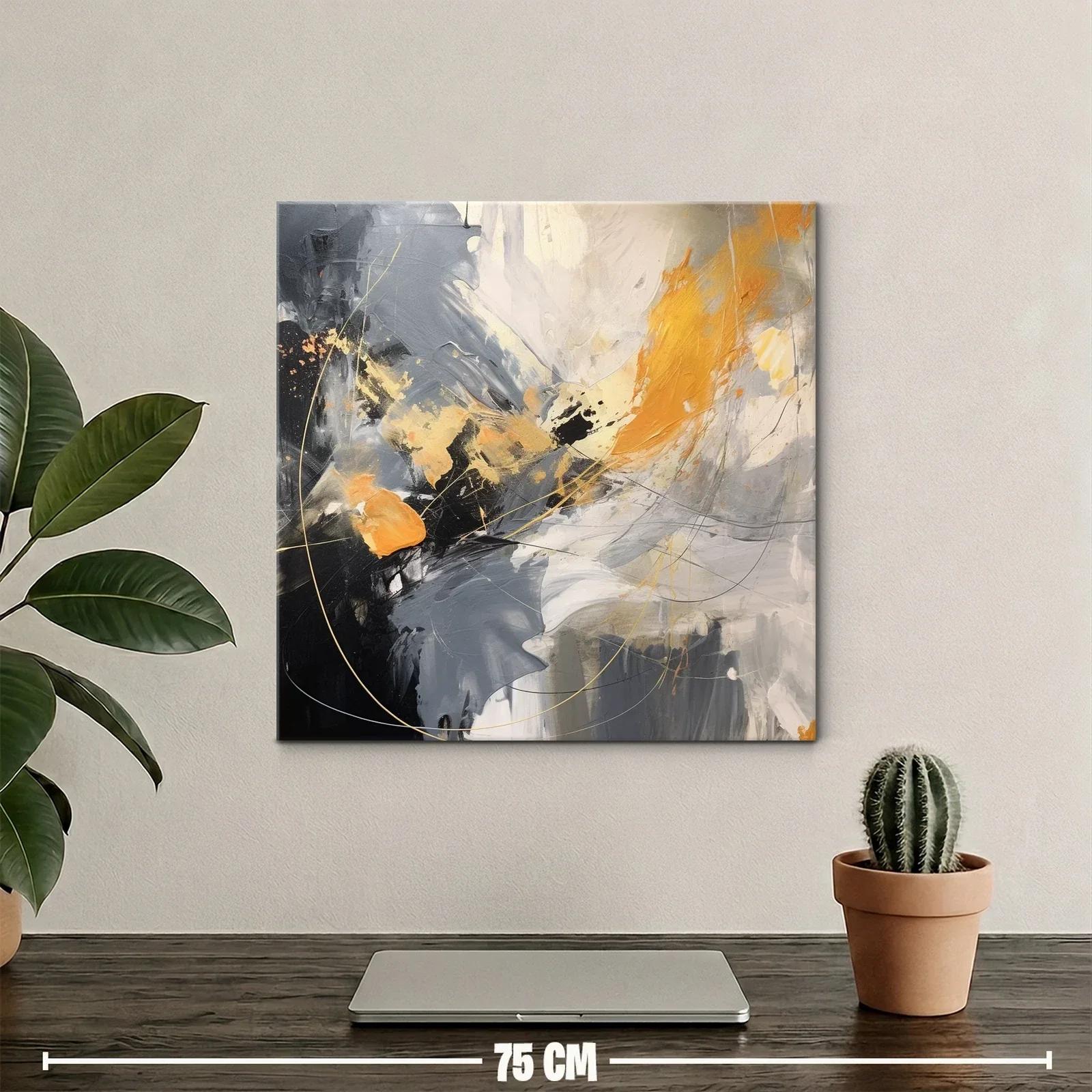 Cuadro abstracto en tonos grises y ocres intensos — miniatura 2