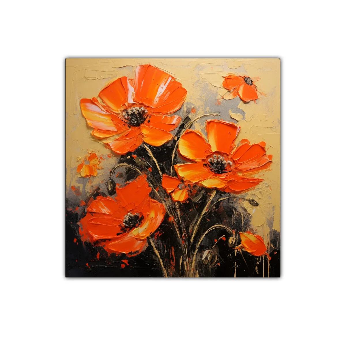 Cuadro decorativo con vibrantes flores naranjas
