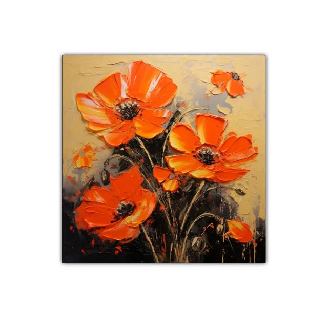 Cuadro decorativo con vibrantes flores naranjas