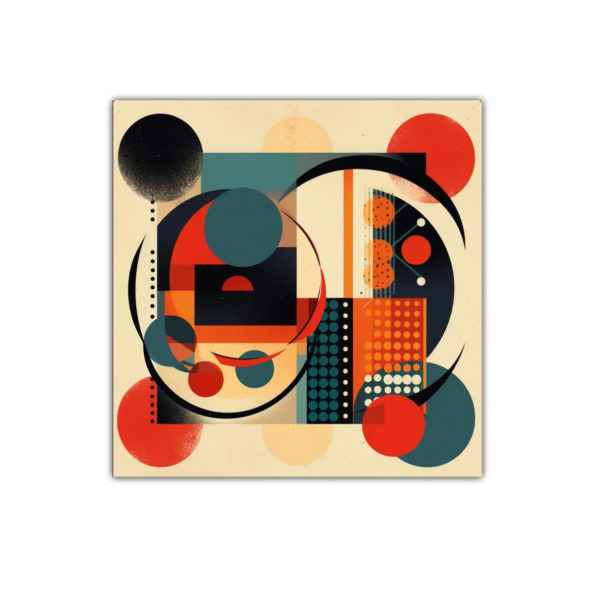 Composición geométrica con círculos en tonos cálidos y fríos — imagen principal