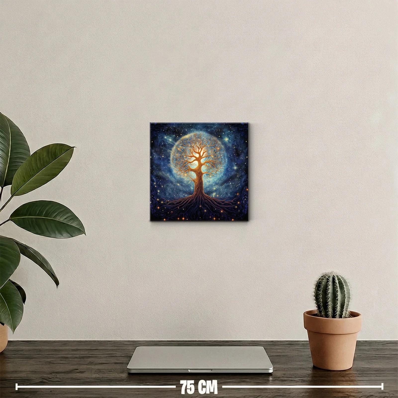 Árbol de la vida iluminado en cosmos estrellado — miniatura 2