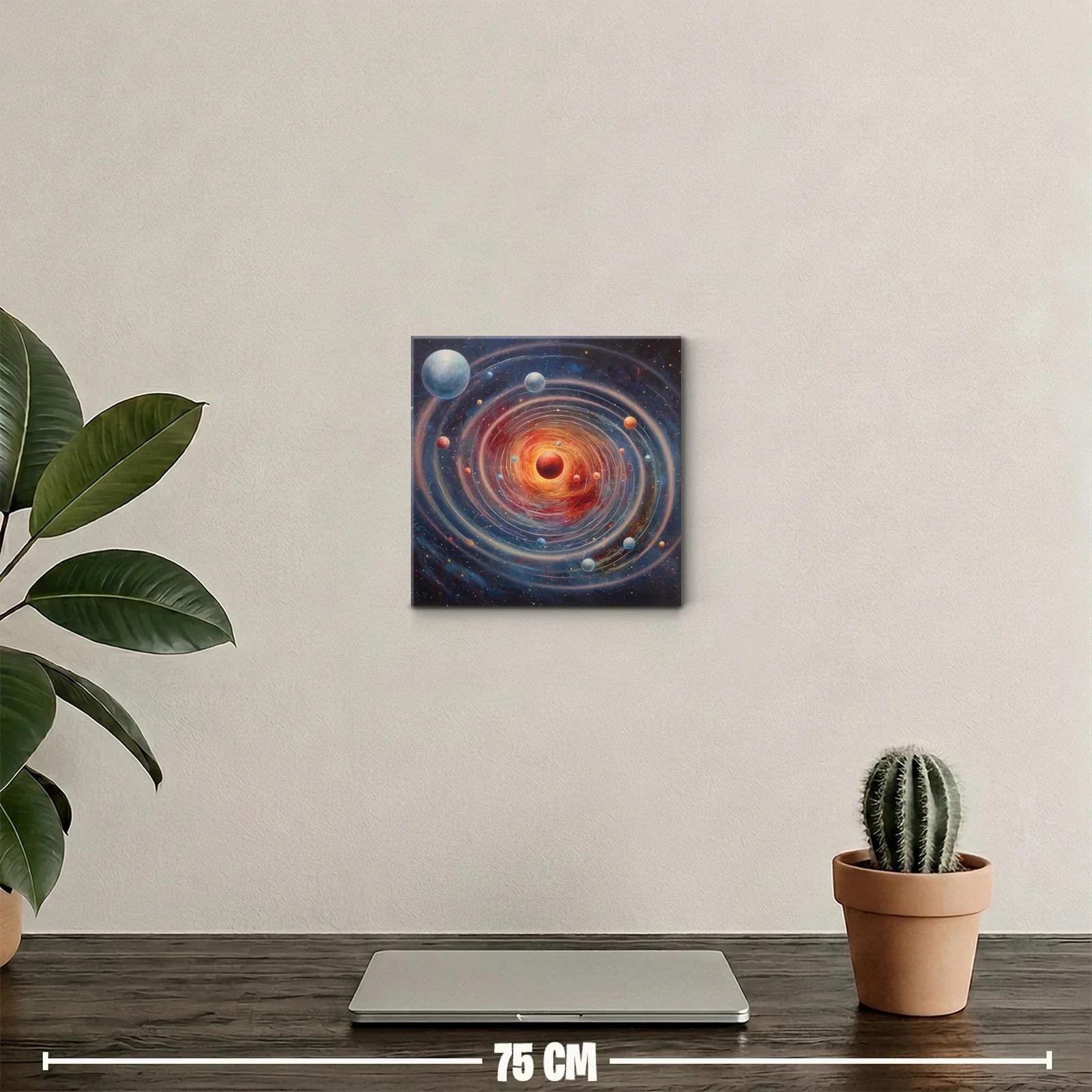 Universo en espiral con planetas en tonos cálidos y fríos — miniatura 2