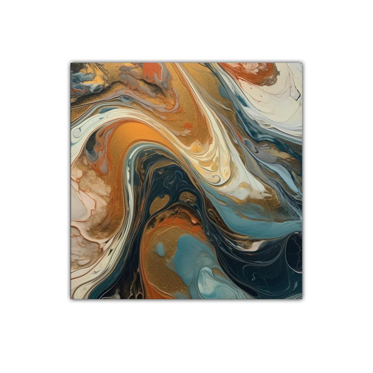 Cuadro abstracto con tonos cálidos y fríos armonizados — imagen principal