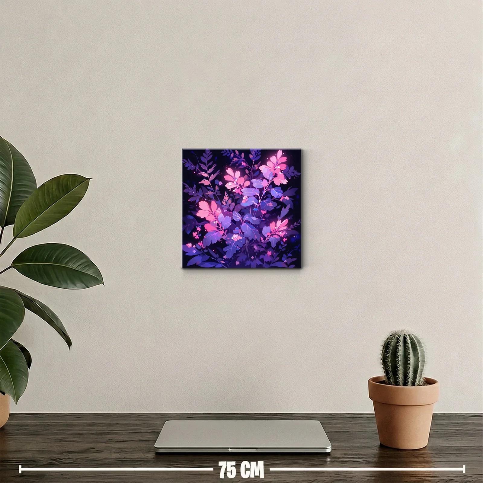 Cuadro de flores vibrantes en tonos púrpura y rosa — miniatura 2