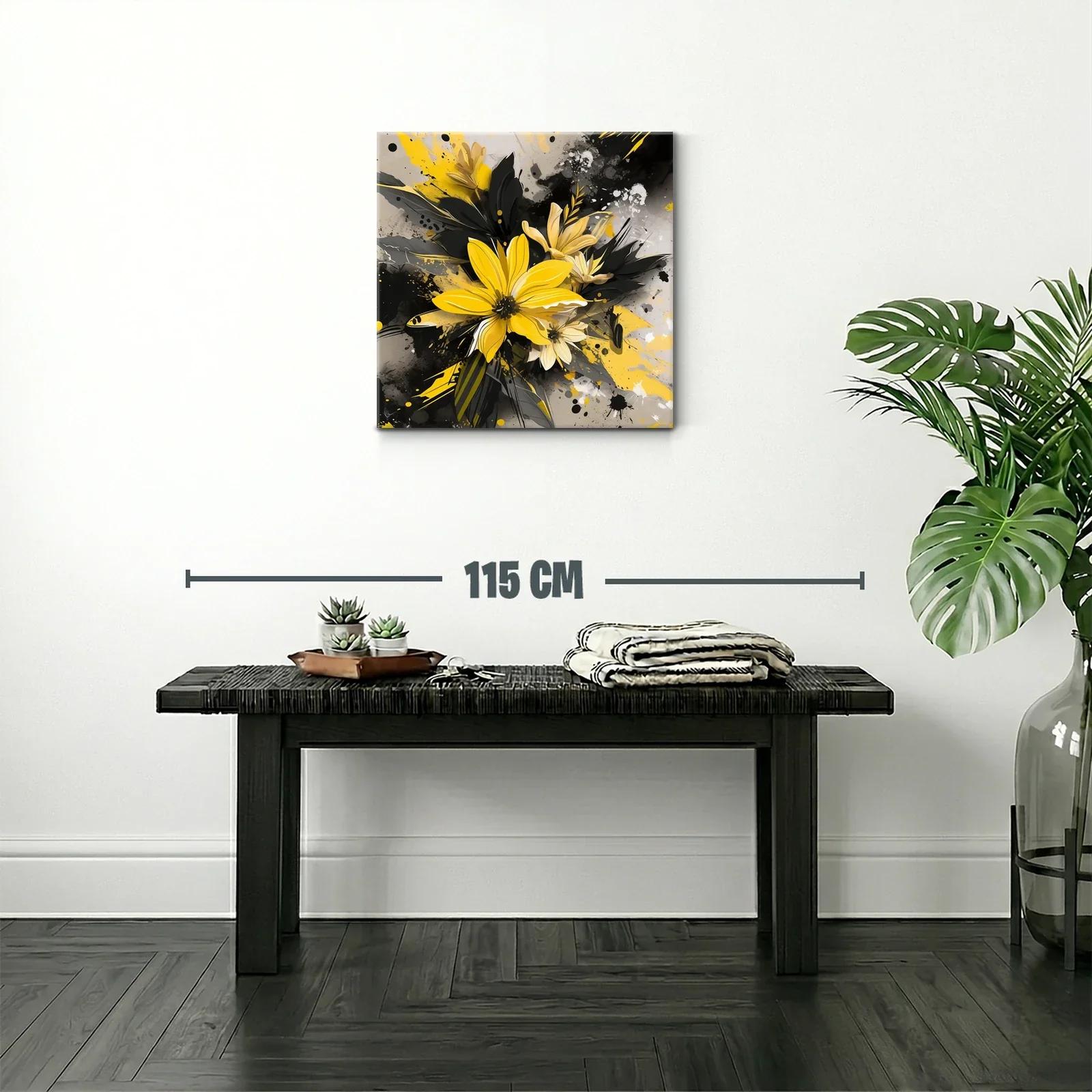 Flores vibrantes en tonos amarillos y negros modernos — miniatura 2