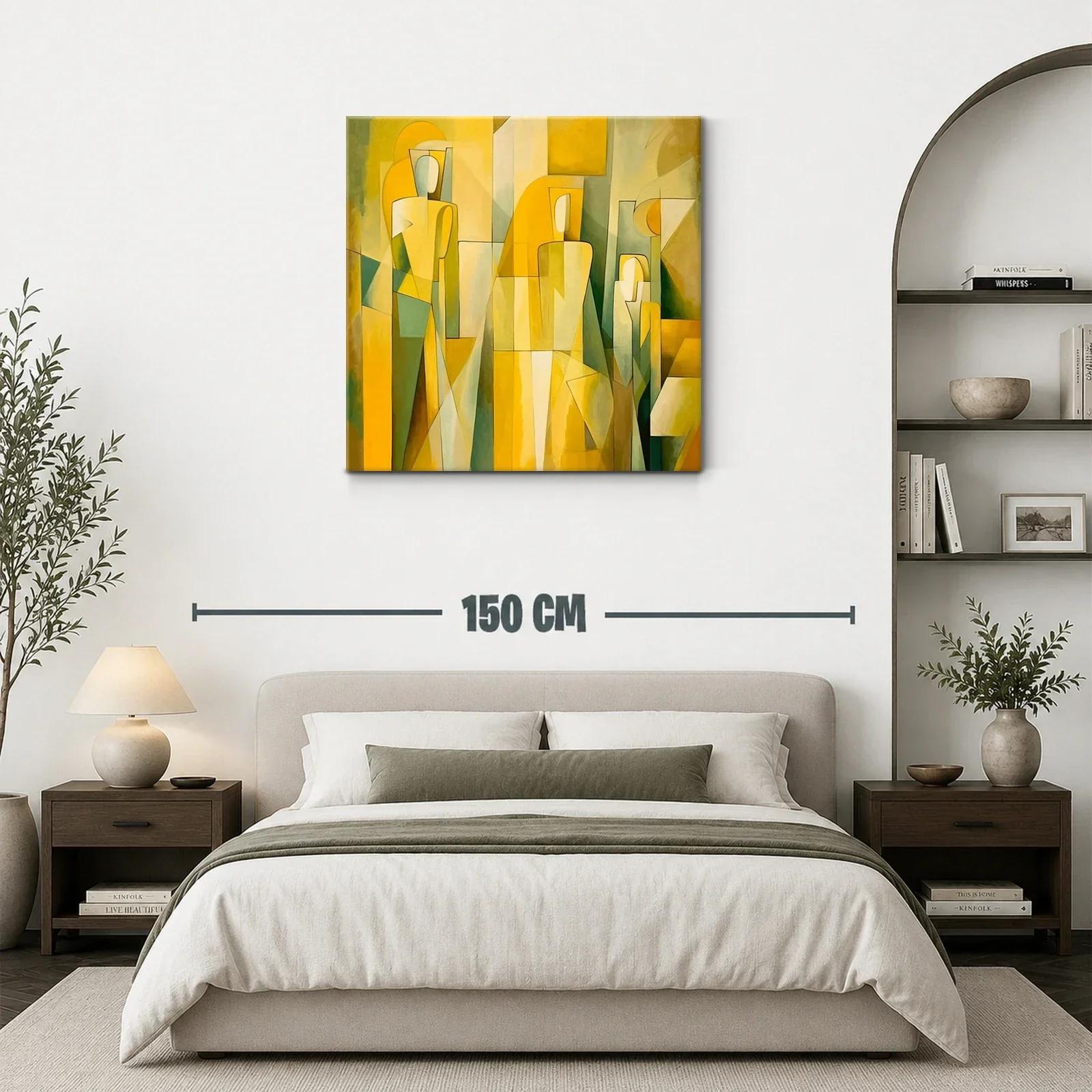 Cuadro Abstracto con Figuras y Tonos Amarillos — miniatura 3