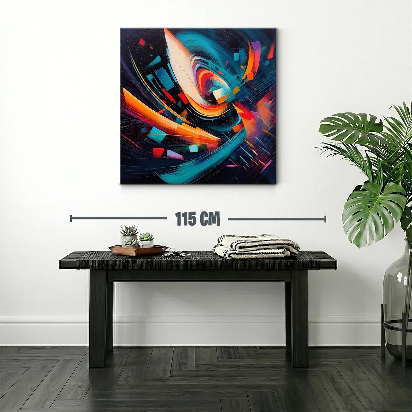 Arte abstracto dinámico con vibrantes tonos cálidos y fríos — miniatura 2