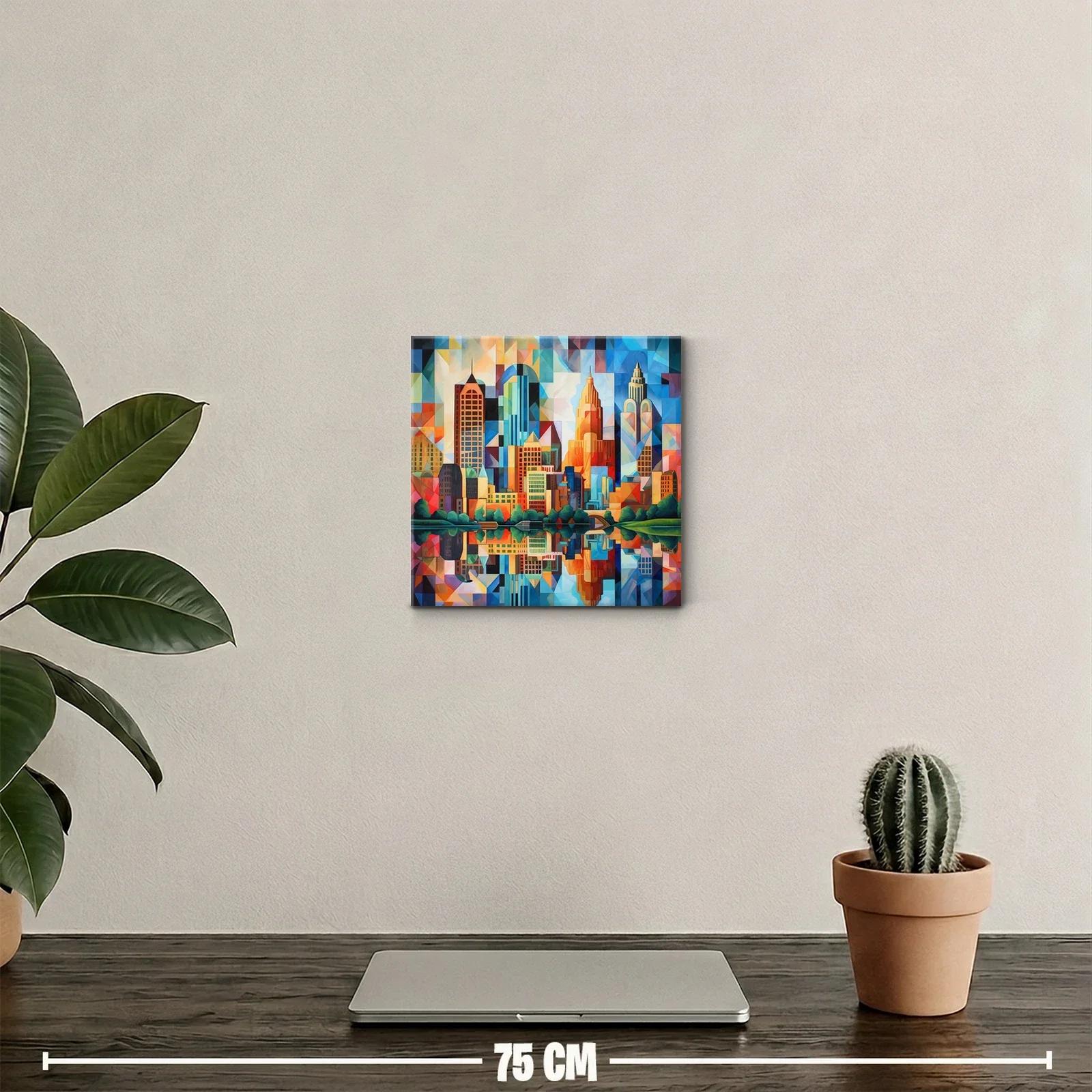 Ciudad vibrante con reflejos geométricos y colores vivos — miniatura 2