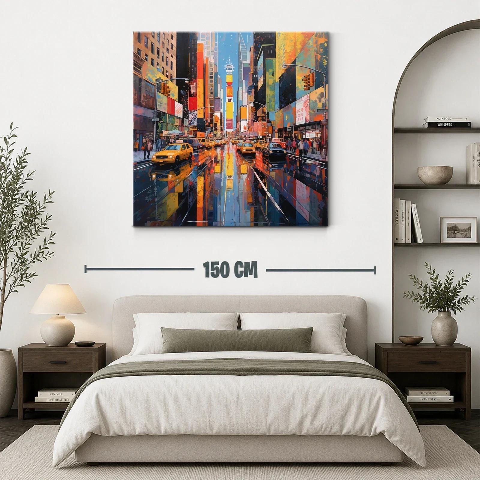 Atardecer vibrante en la ciudad llena de taxis amarillos — miniatura 3