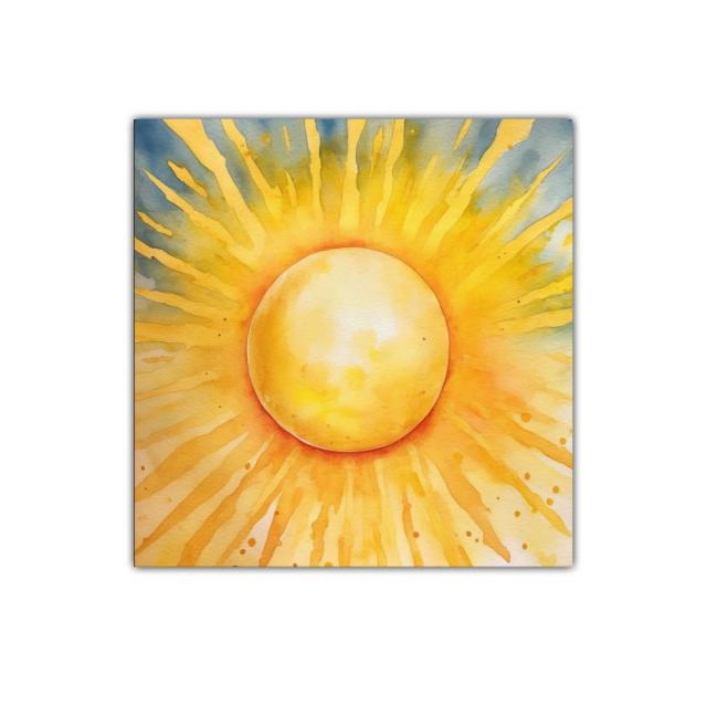 Cuadro vibrante con sol radiante en tonos cálidos