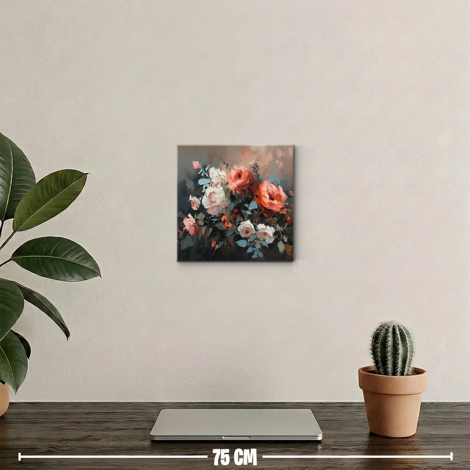 Cuadro floral con tonos cálidos y contraste elegante — miniatura 2