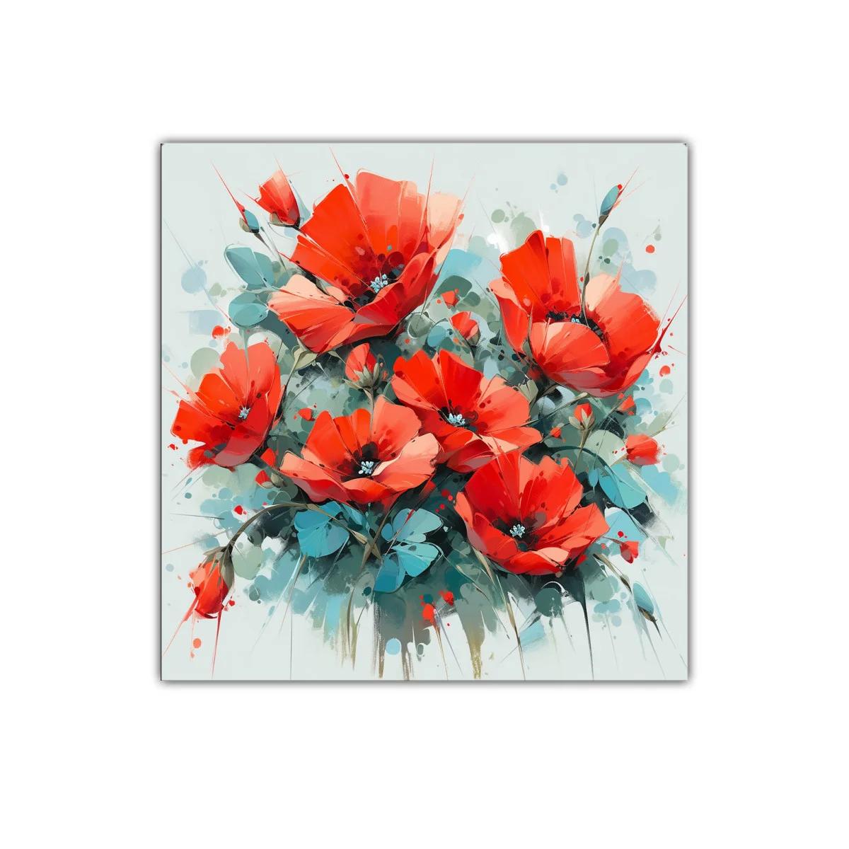 Vibrante obra floral con amapolas rojas luminosas — imagen principal