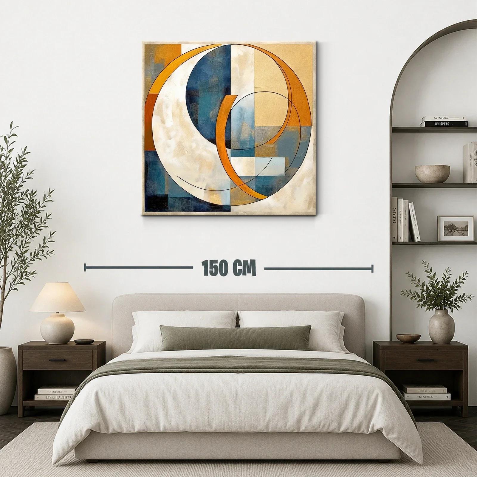 Cuadro abstracto con formas circulares y tonos cálidos — miniatura 3