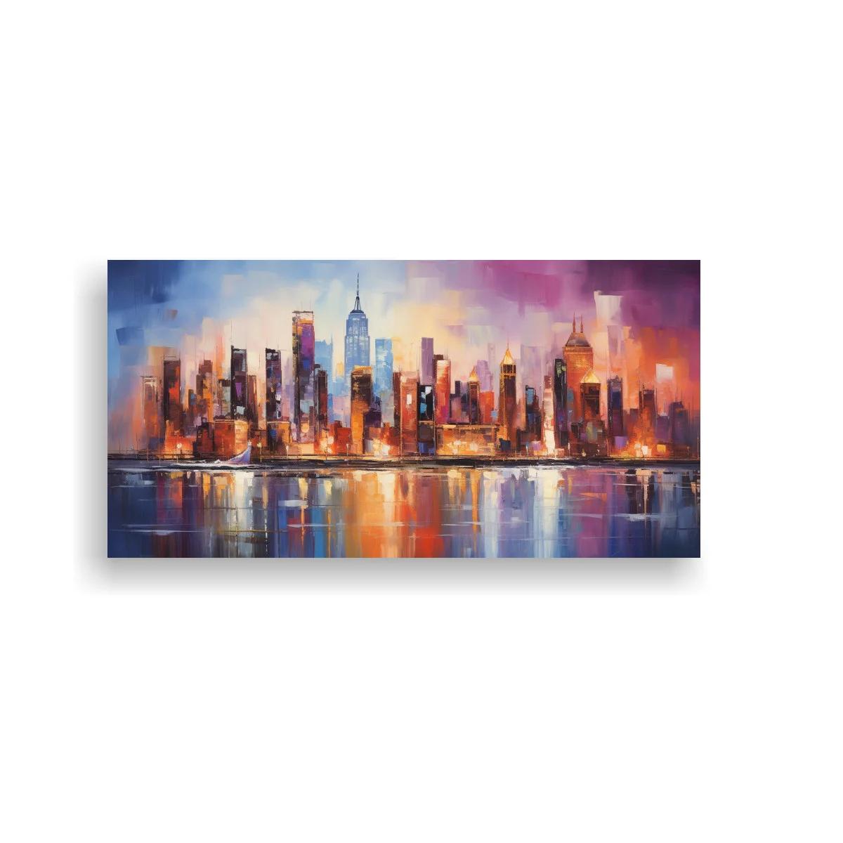 Cuadro skyline de Nueva York con reflejos luminosos