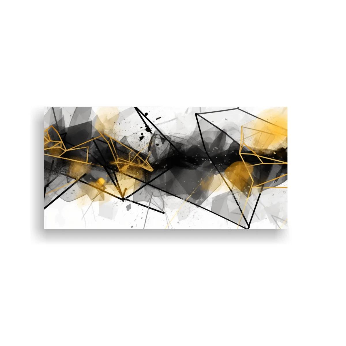 Cuadro abstracción geométrica con triángulos superpuestos