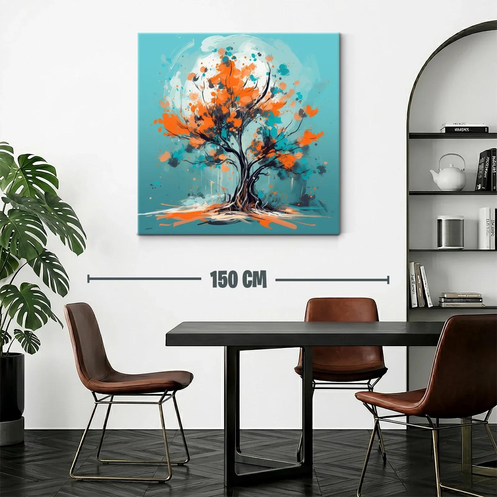 Árbol vibrante con tonos naranjas y turquesas — miniatura 2