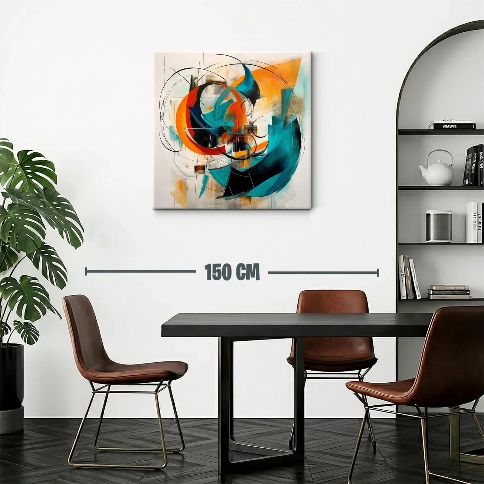 Cuadro abstracto con formas dinámicas en tonos vibrantes — miniatura 2