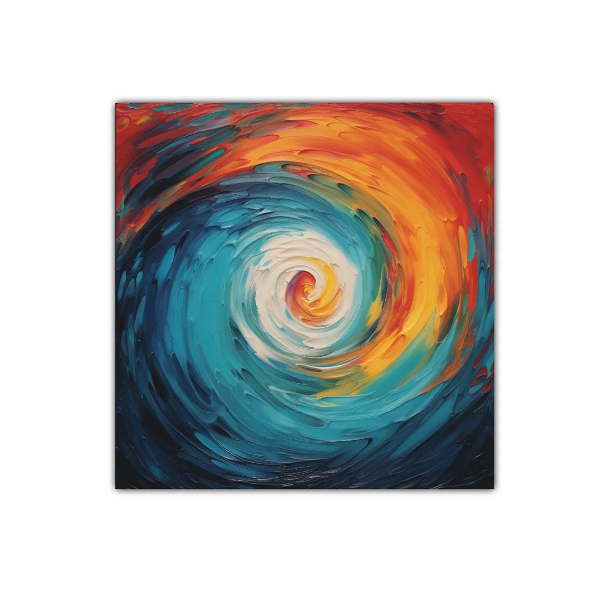 Cuadro decorativo abstracto con espiral de colores vivos