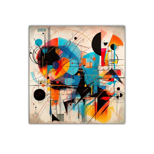 Composición abstracta vibrante con colores intensos y formas geométricas