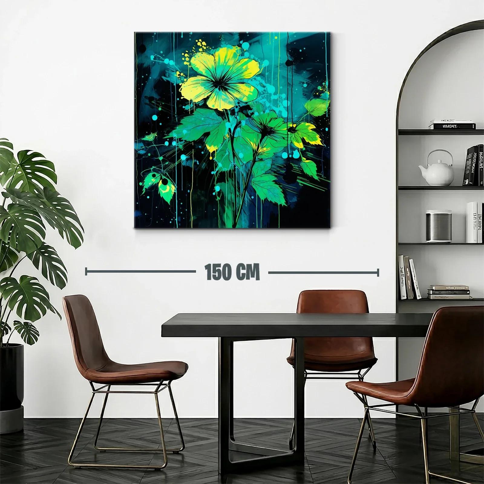 Cuadro floral vibrante en tonos verdes y amarillos — miniatura 2