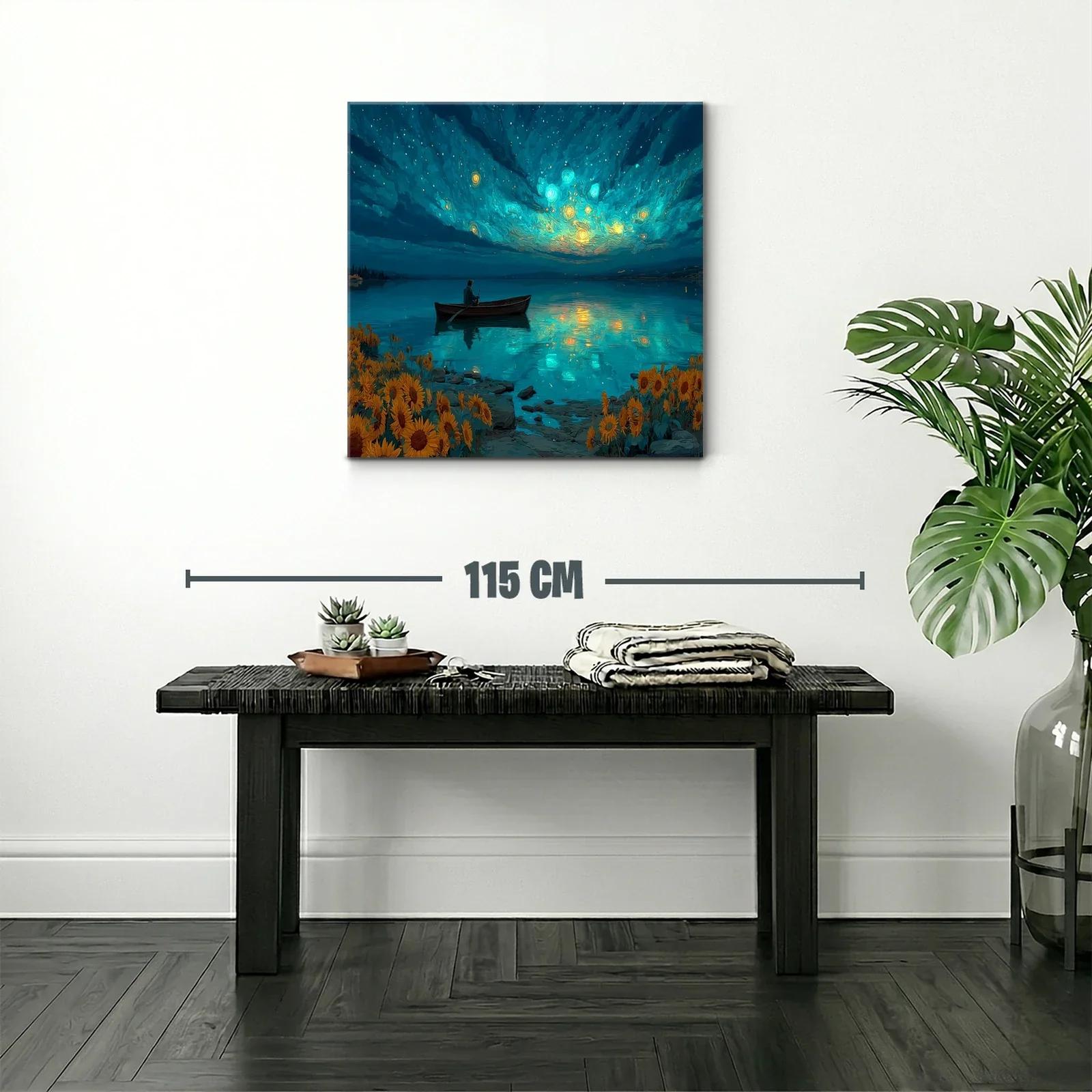 Tranquilidad nocturna entre girasoles y luz estelar — miniatura 2