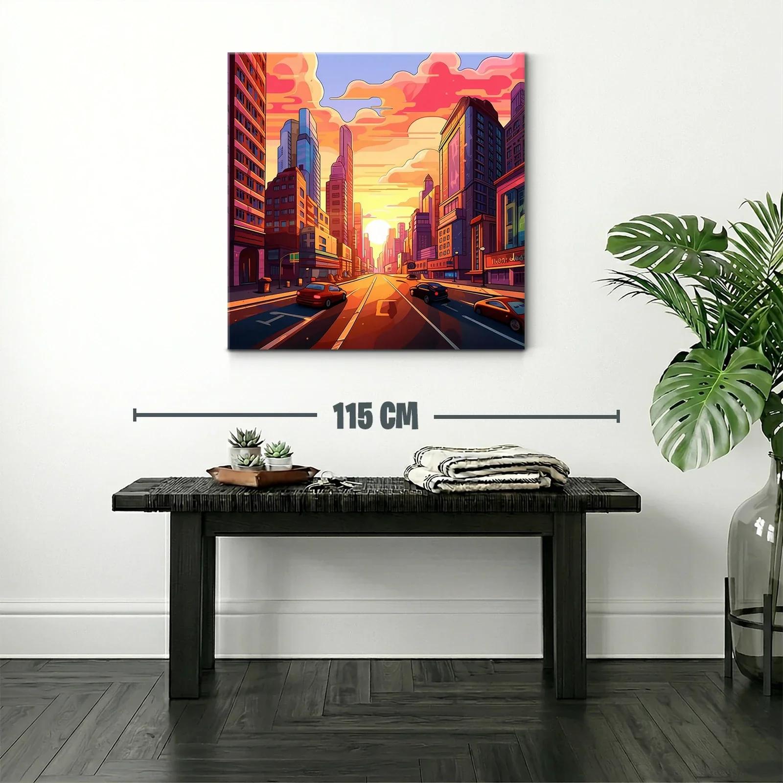Atardecer vibrante en bulliciosa avenida urbana — miniatura 2