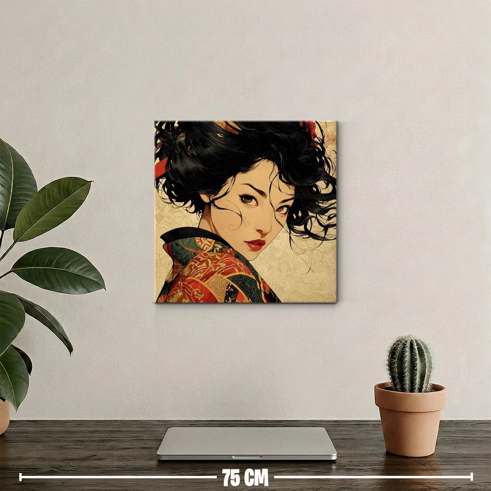 Retrato de mujer con kimono tradicional y mirada intensa — miniatura 2