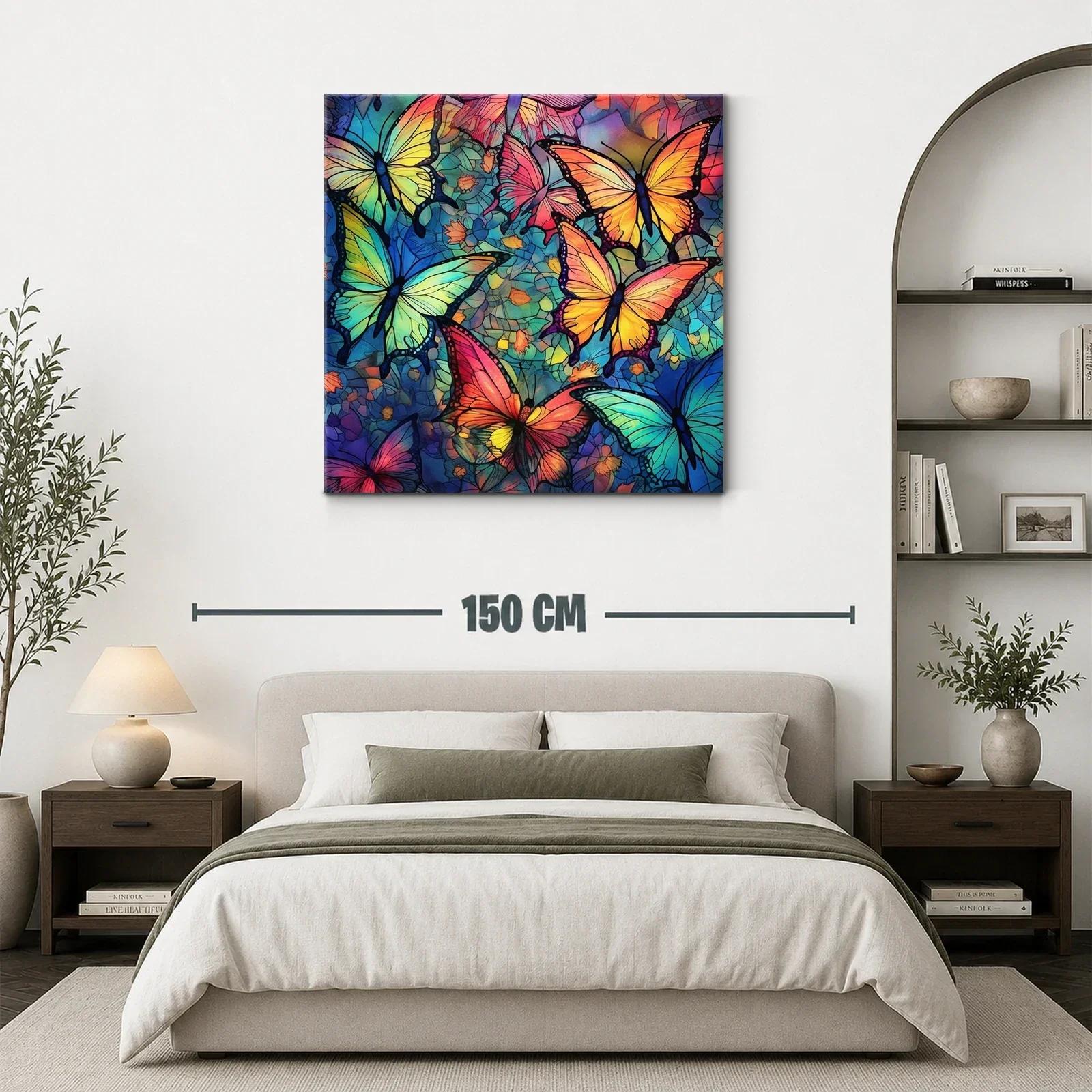 Cuadro con mariposas en vibrantes tonos azul y naranja — miniatura 3