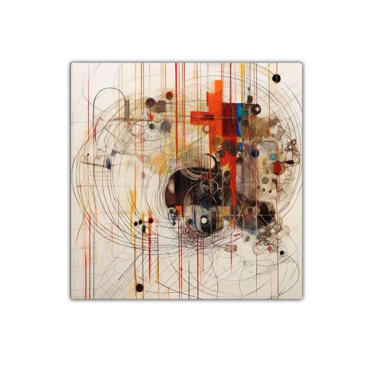 Cuadro decorativo con formas abstractas y líneas orgánicas