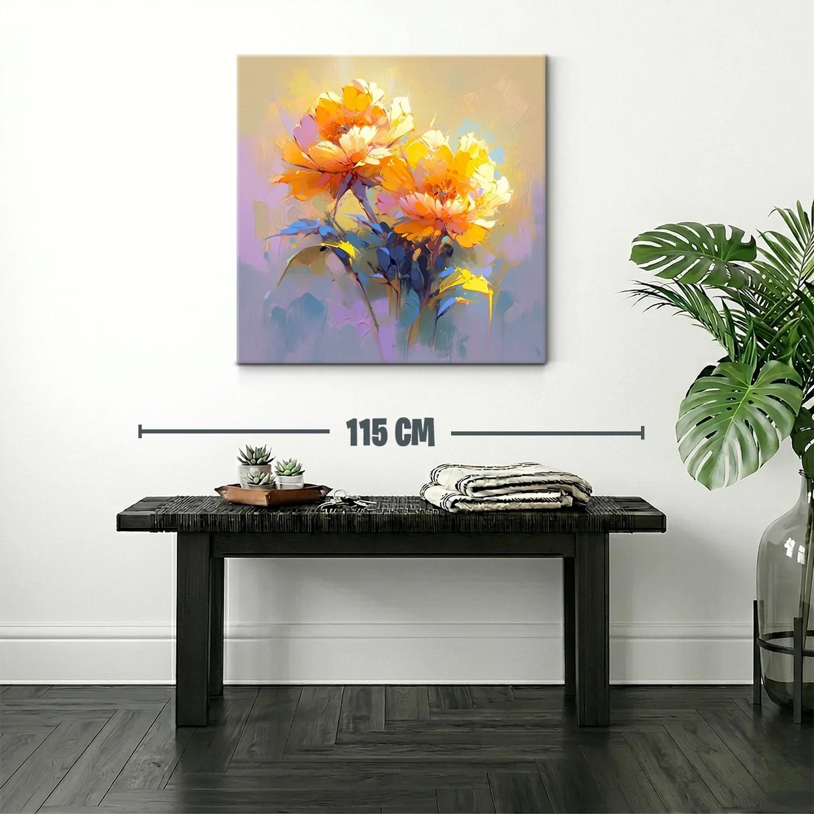 Cuadro con flores vibrantes en tonos cálidos y suaves — miniatura 2