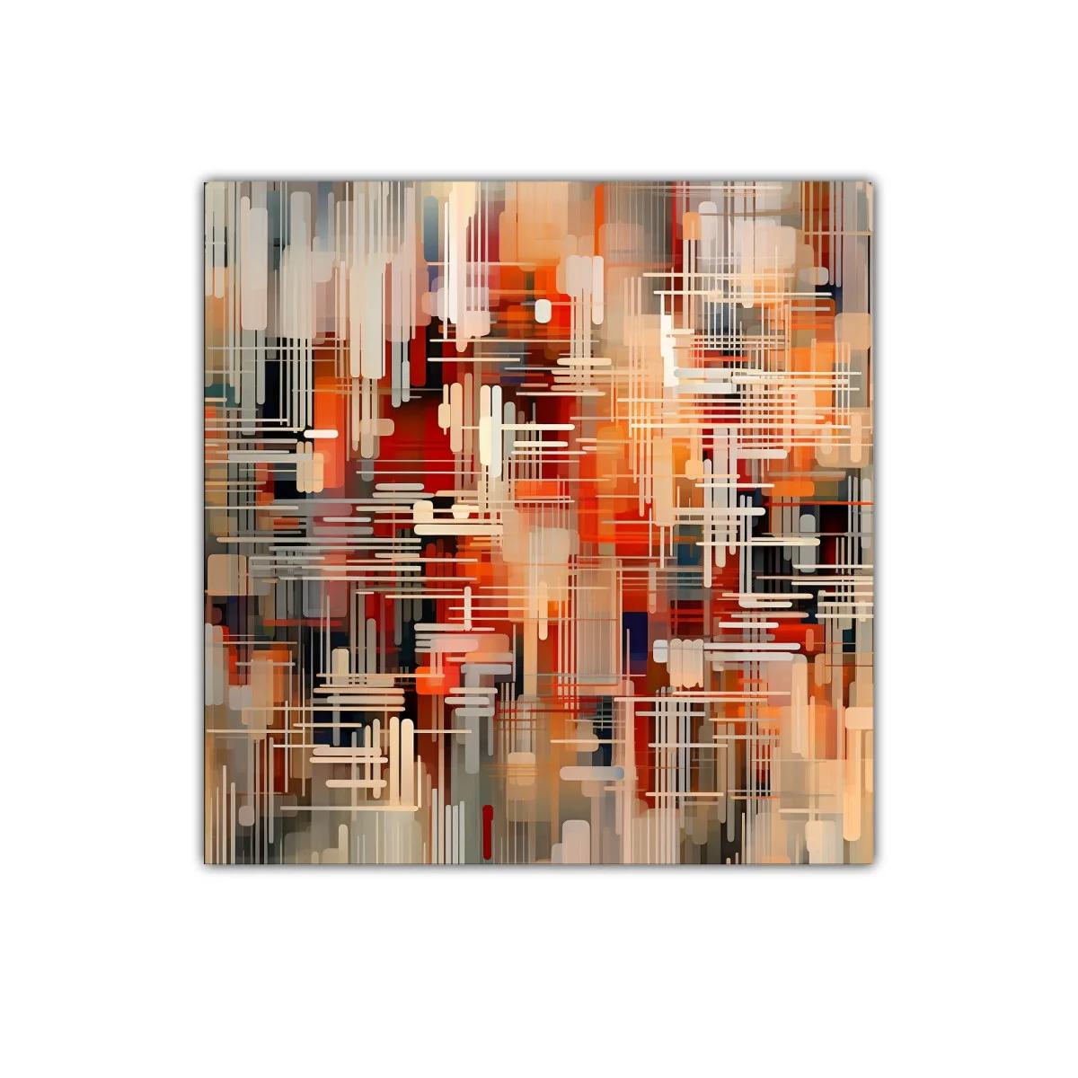 Cuadro decorativo con diseño abstracto lineal en tonos cálidos — imagen principal