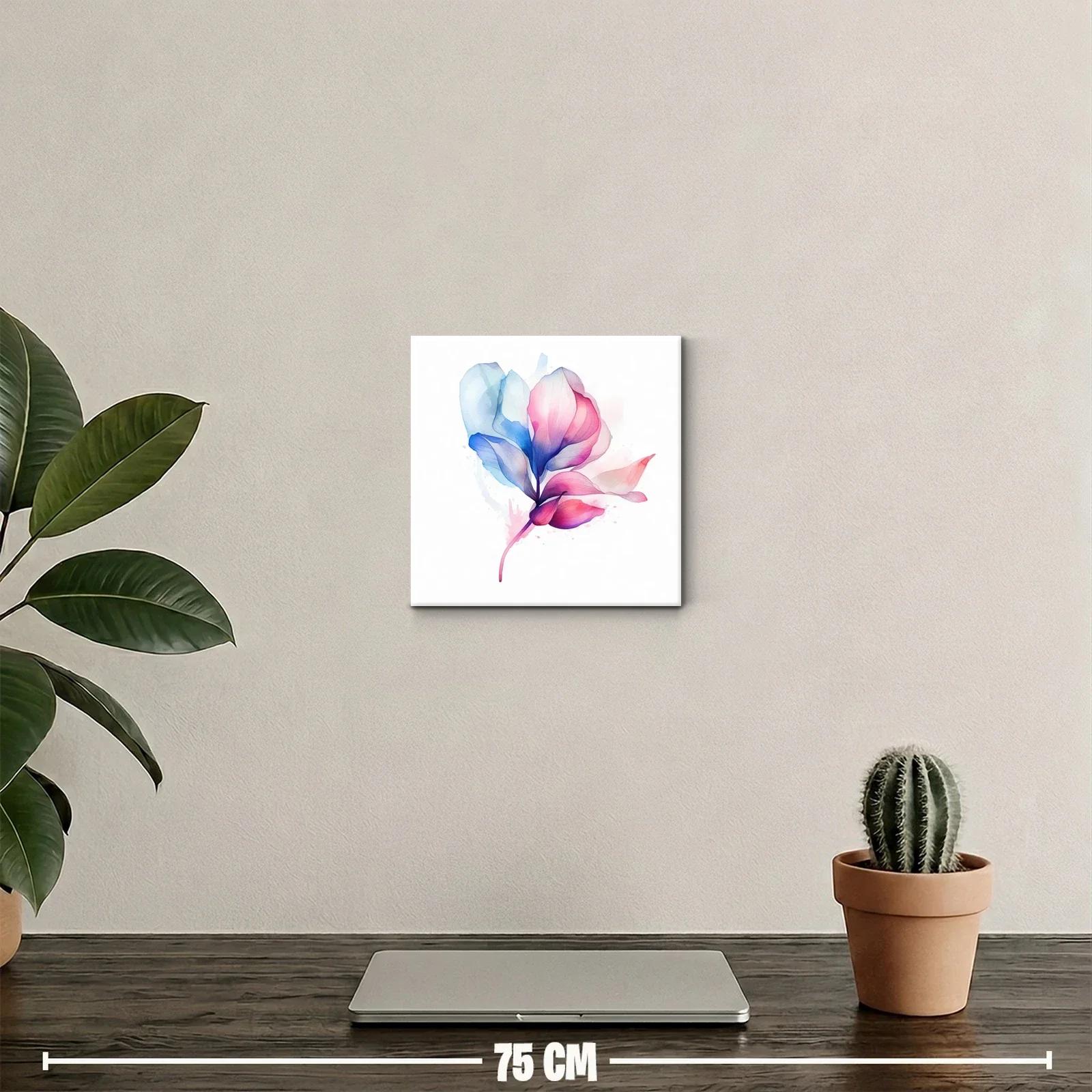 Cuadro decorativo flor en tonos azules y rosas delicados — miniatura 2