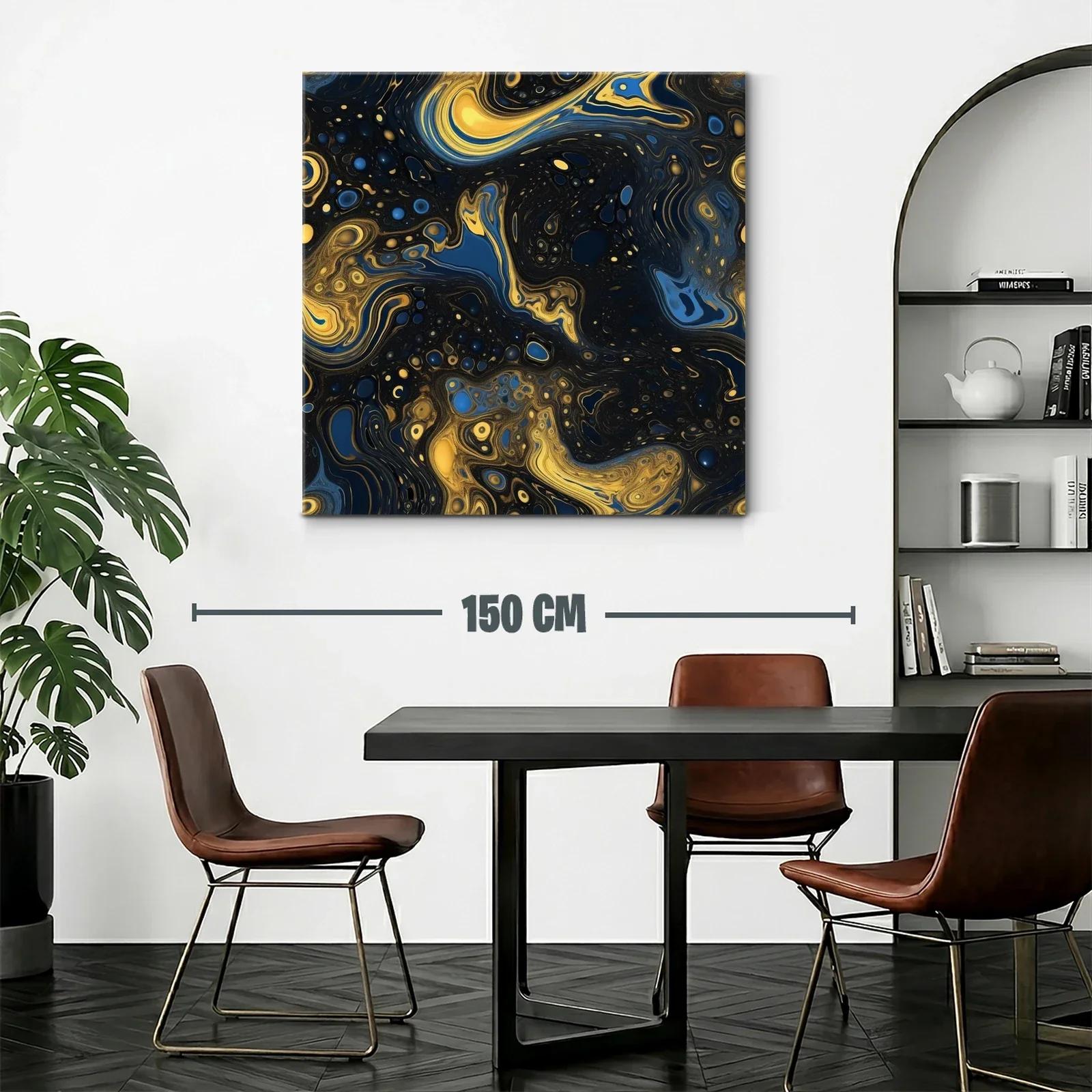 Arte abstracto en tonos azul y dorado brillante — miniatura 2