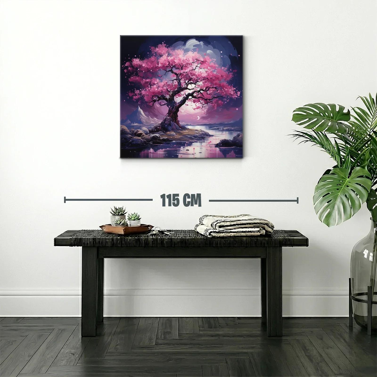 Árbol de Cerezo en Flor con Reflejos Nocturnos — miniatura 2